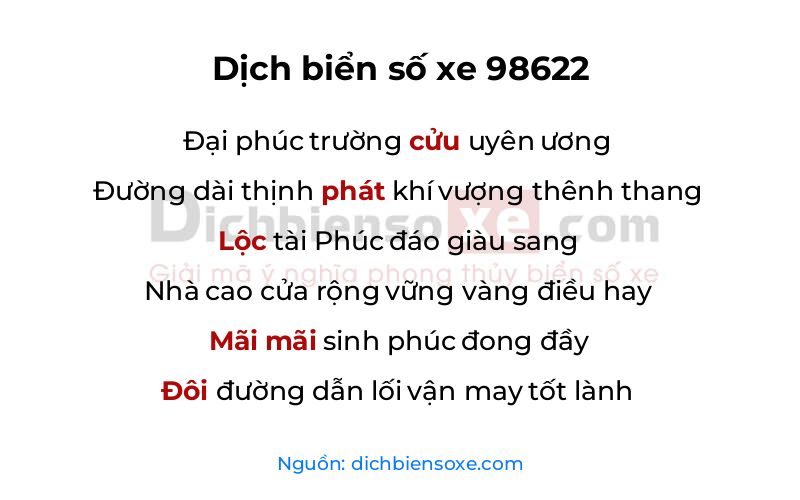 Dịch thơ biển số 98622