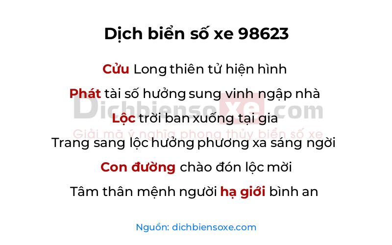Dịch thơ biển số 98623