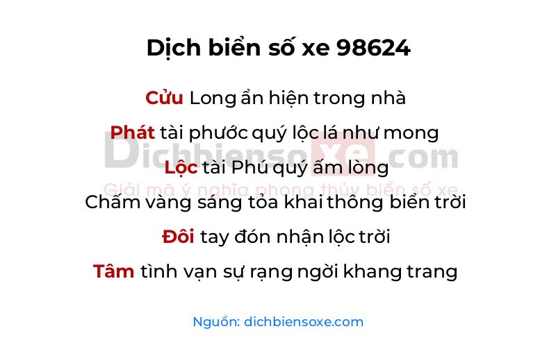 Dịch thơ biển số 98624