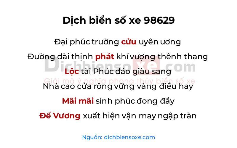Dịch thơ biển số 98629