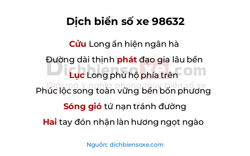 Dịch thơ biển số 98632