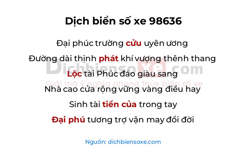 Dịch thơ biển số 98636