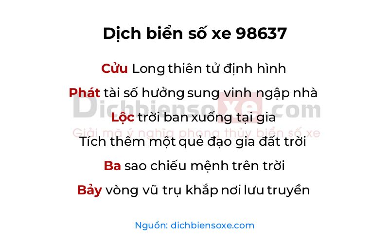 Dịch thơ biển số 98637