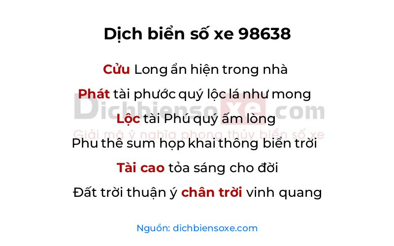 Dịch thơ biển số 98638