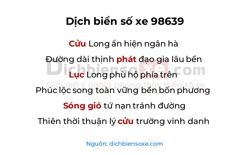 Dịch thơ biển số 98639