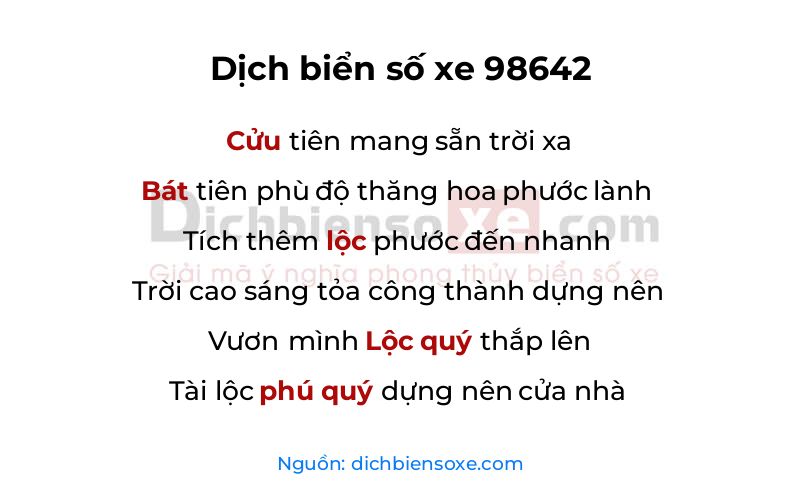 Dịch thơ biển số 98642