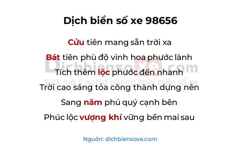 Dịch thơ biển số 98656