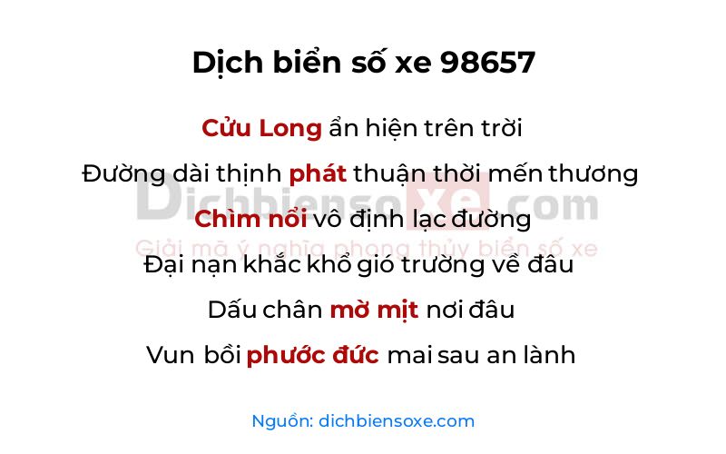 Dịch thơ biển số 98657