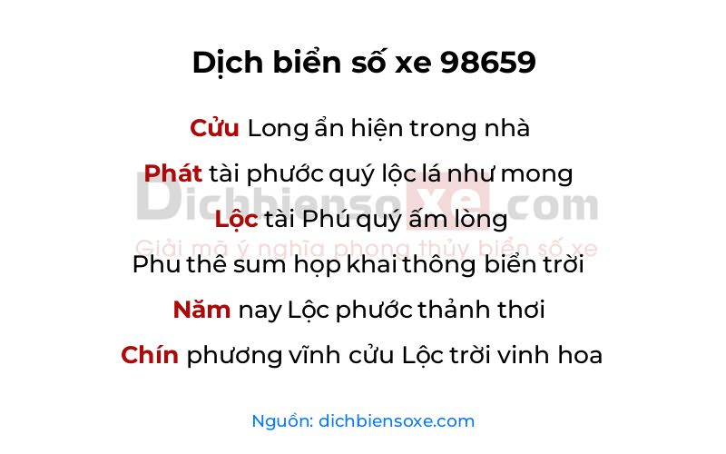 Dịch thơ biển số 98659