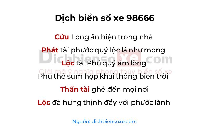 Dịch thơ biển số 98666