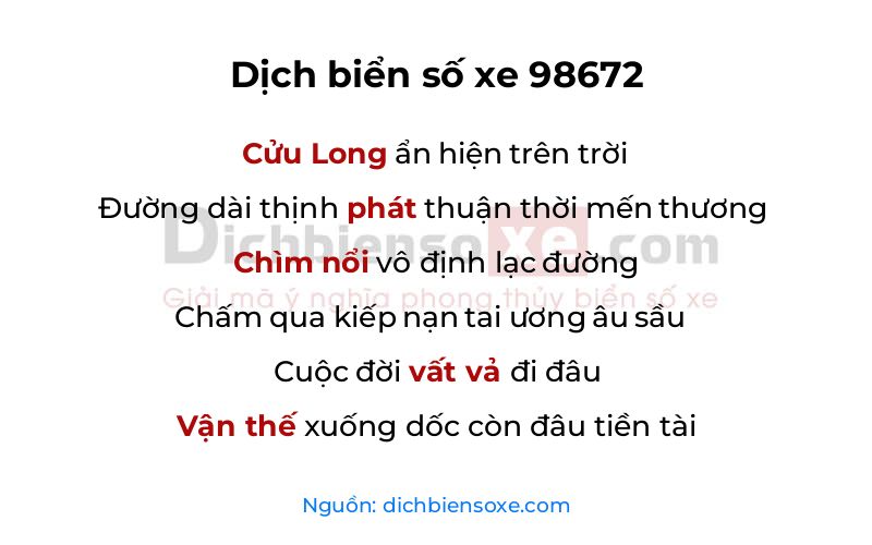 Dịch thơ biển số 98672
