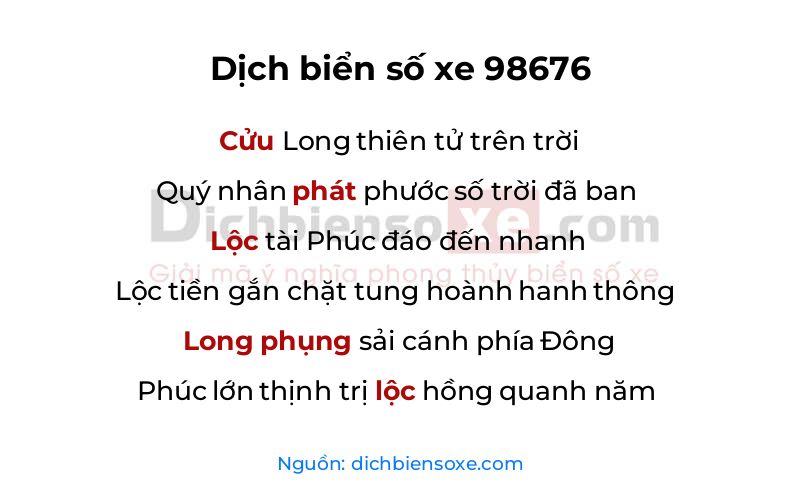 Dịch thơ biển số 98676