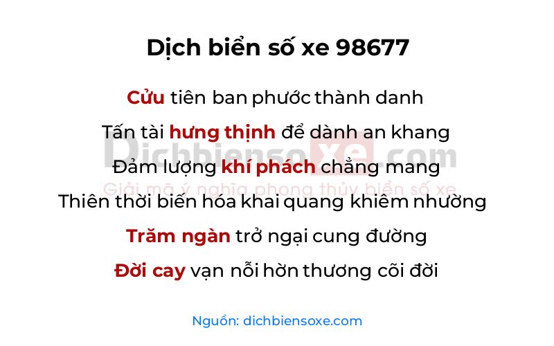 Dịch thơ biển số 98677