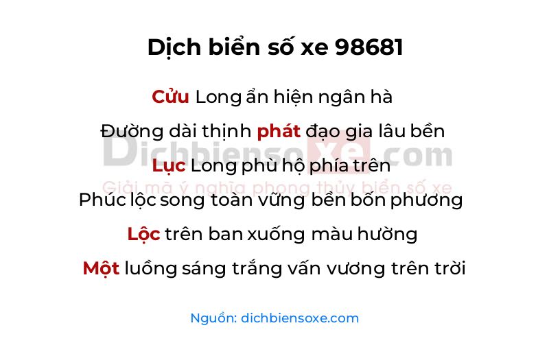 Dịch thơ biển số 98681