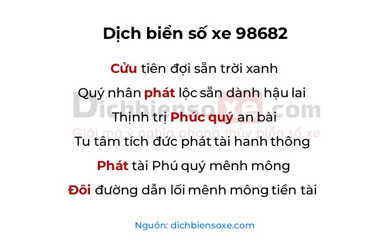 Dịch thơ biển số 98682