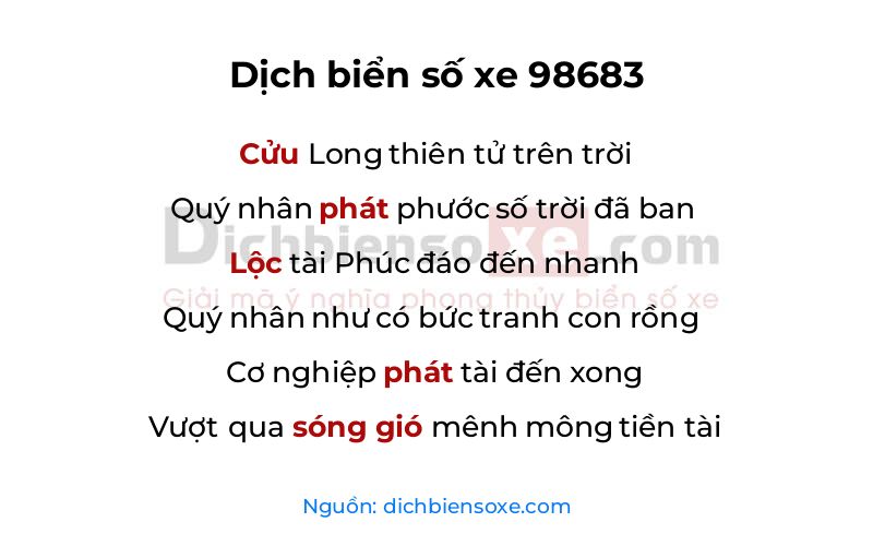 Dịch thơ biển số 98683