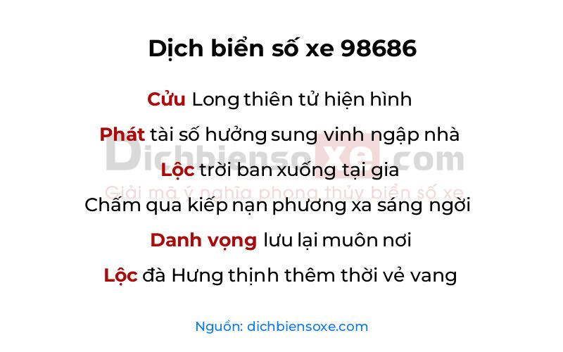 Dịch thơ biển số 98686