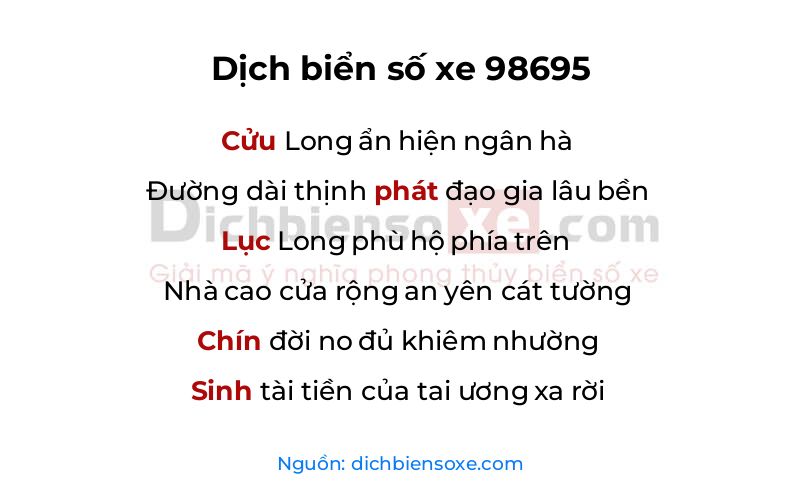 Dịch thơ biển số 98695