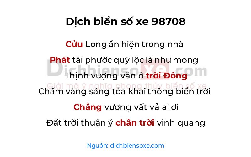 Dịch thơ biển số 98708