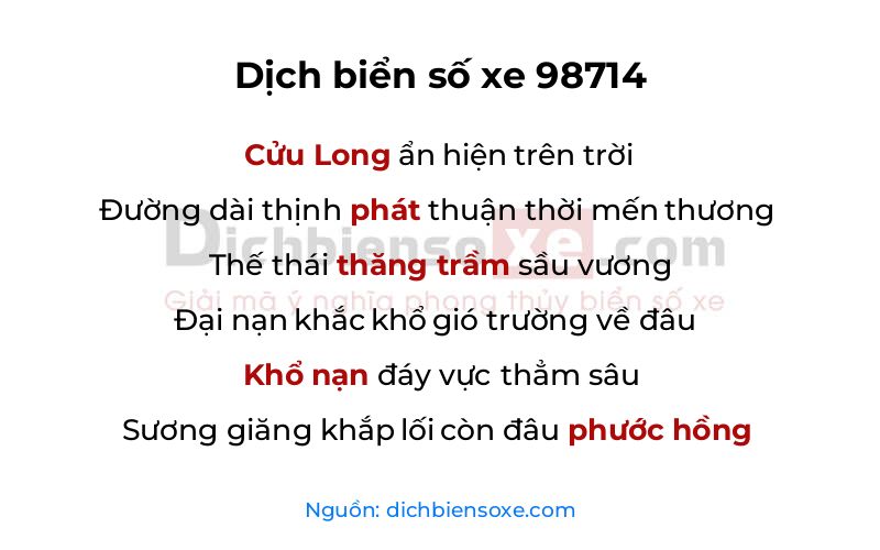 Dịch thơ biển số 98714