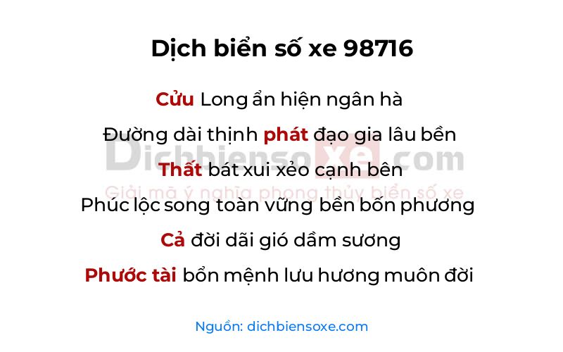 Dịch thơ biển số 98716