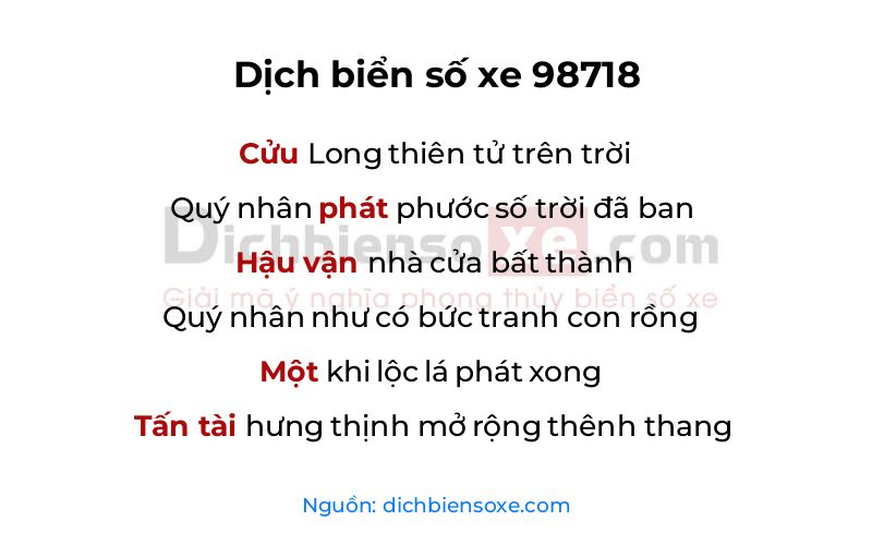 Dịch thơ biển số 98718