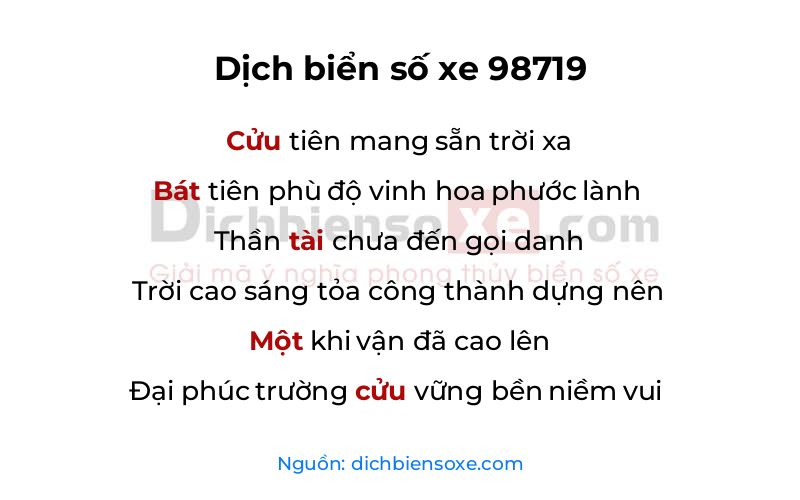 Dịch thơ biển số 98719