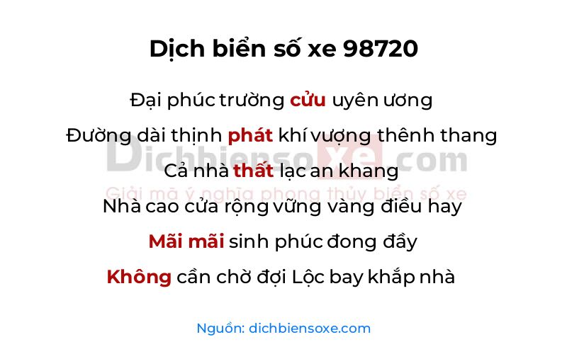Dịch thơ biển số 98720