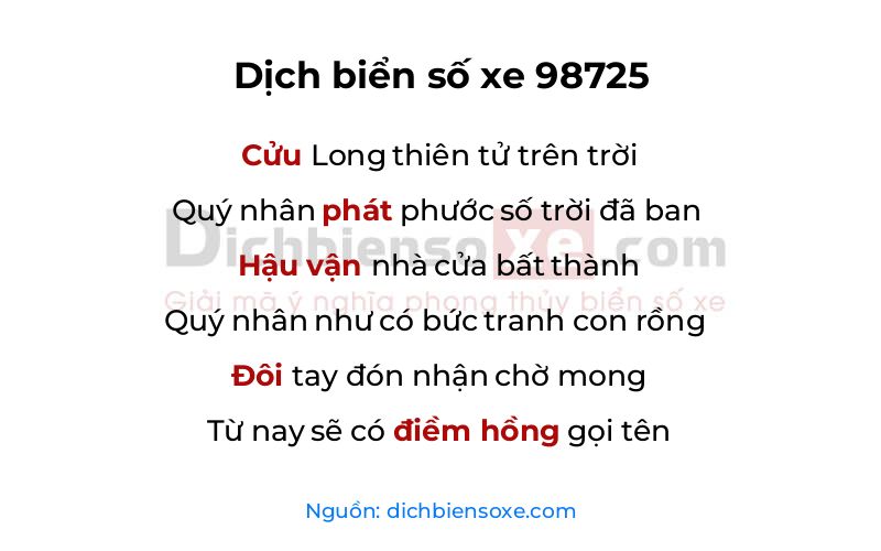 Dịch thơ biển số 98725