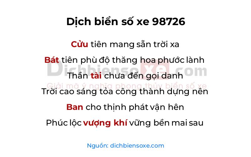 Dịch thơ biển số 98726
