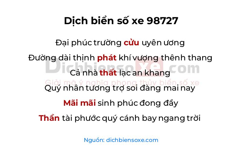 Dịch thơ biển số 98727