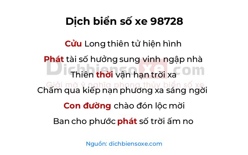 Dịch thơ biển số 98728