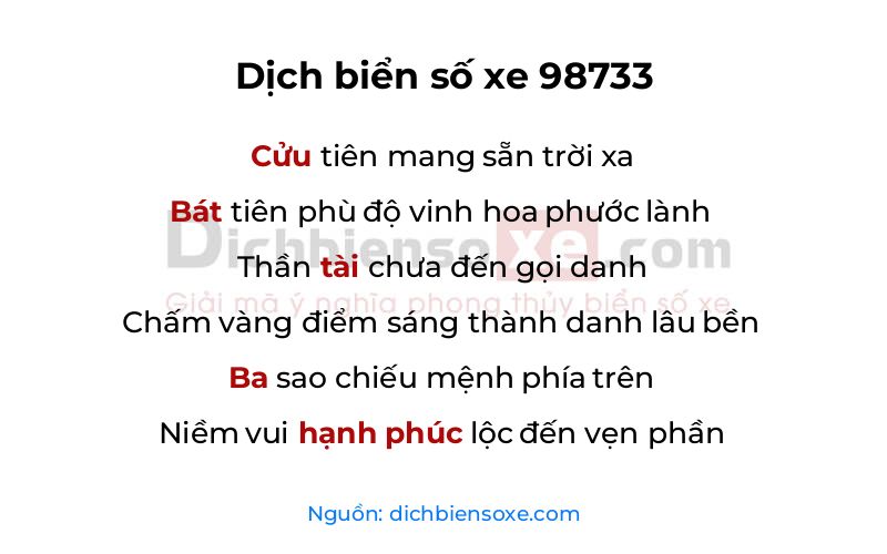 Dịch thơ biển số 98733
