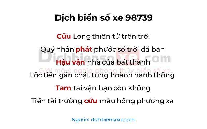 Dịch thơ biển số 98739
