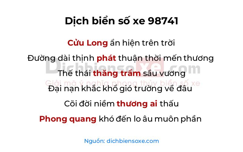 Dịch thơ biển số 98741