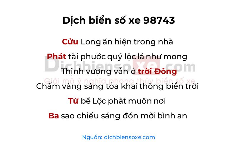 Dịch thơ biển số 98743