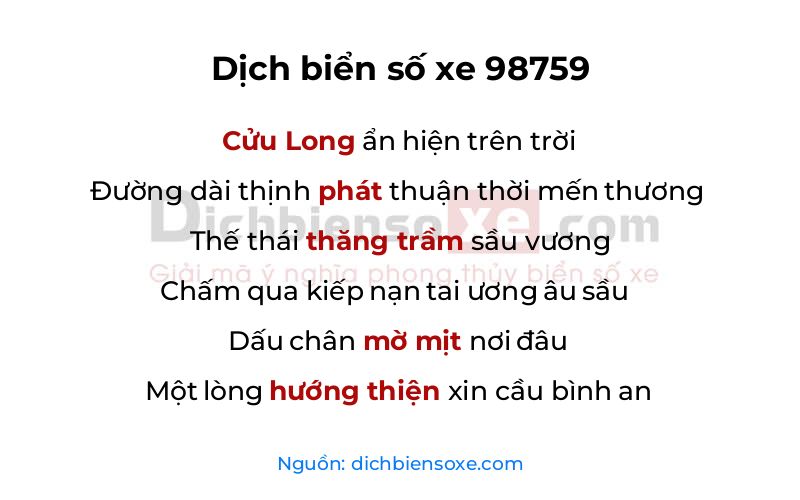 Dịch thơ biển số 98759