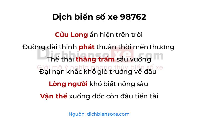 Dịch thơ biển số 98762