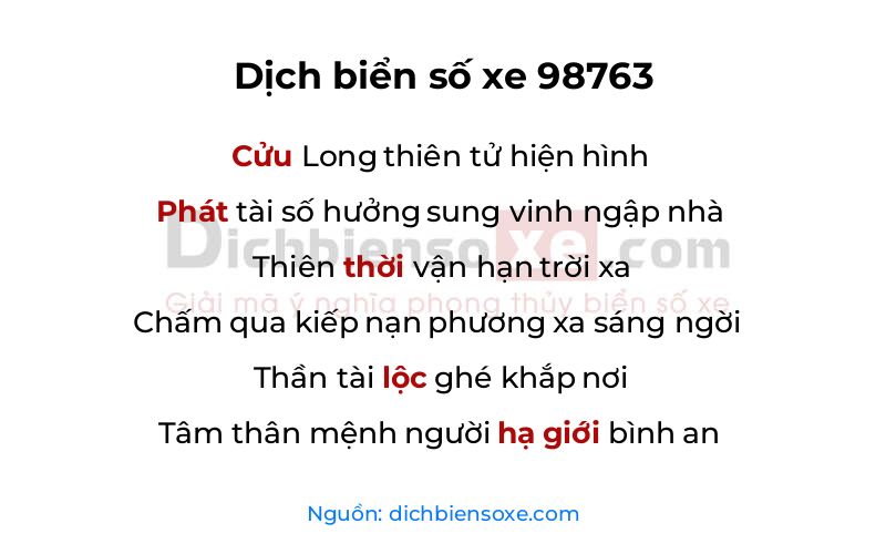 Dịch thơ biển số 98763
