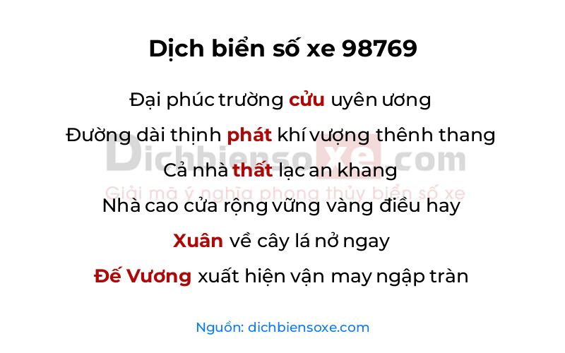 Dịch thơ biển số 98769