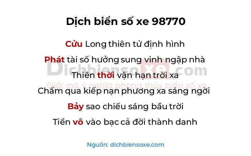 Dịch thơ biển số 98770