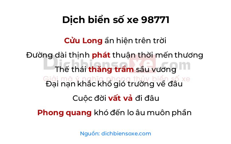 Dịch thơ biển số 98771