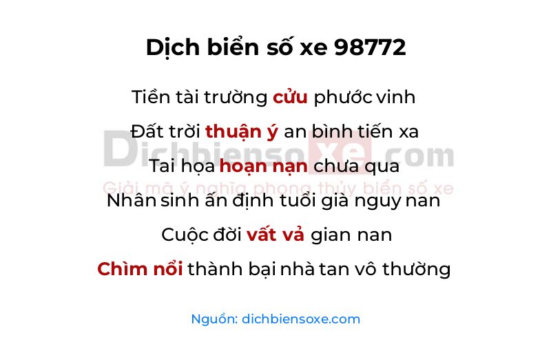Dịch thơ biển số 98772