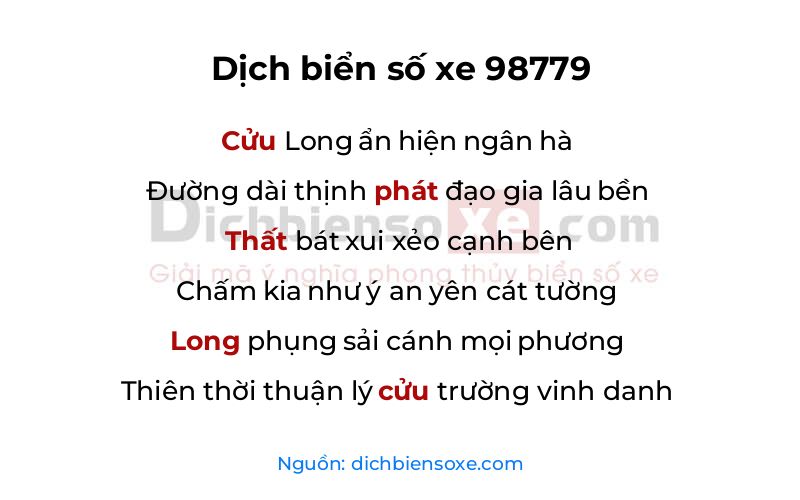Dịch thơ biển số 98779