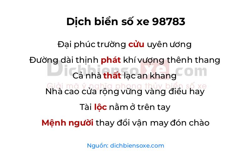 Dịch thơ biển số 98783