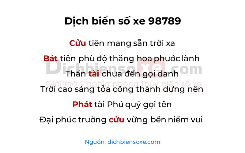 Dịch thơ biển số 98789