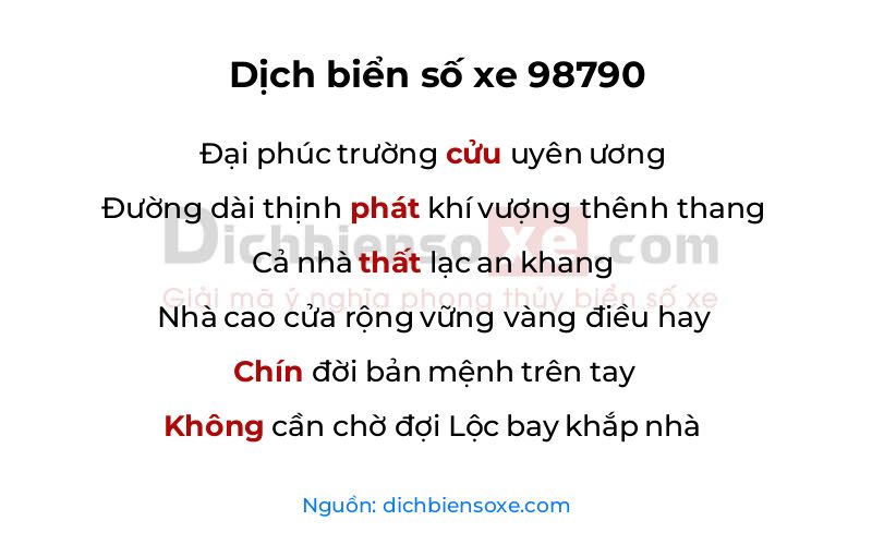 Dịch thơ biển số 98790