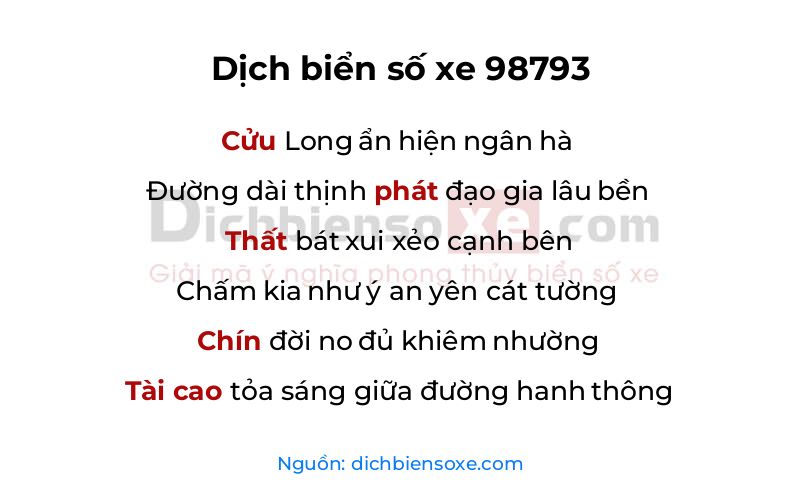 Dịch thơ biển số 98793