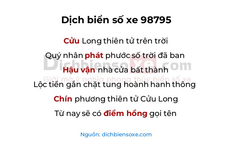 Dịch thơ biển số 98795