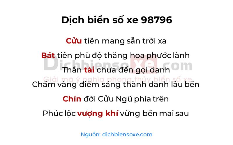 Dịch thơ biển số 98796